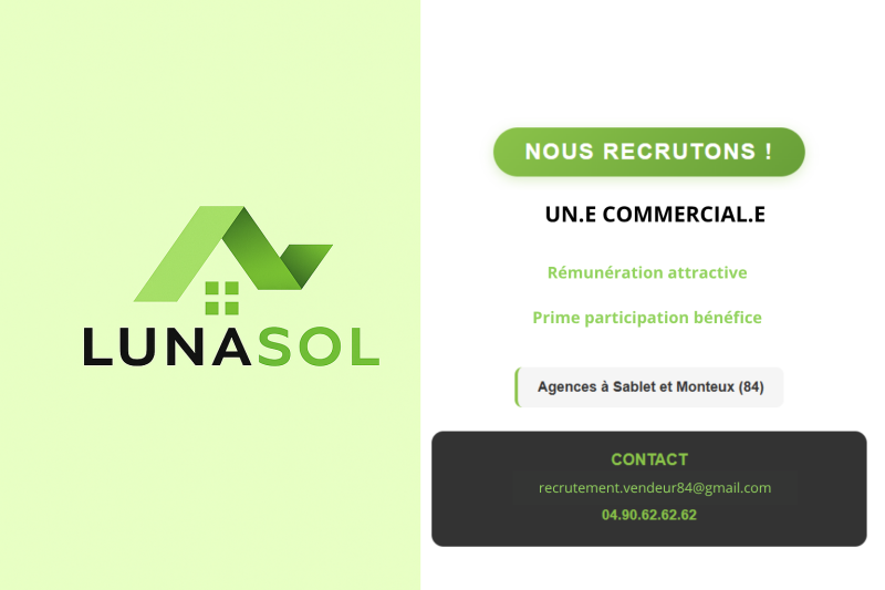 Offre d’emploi commercial terrain en CDI à Monteux (84)